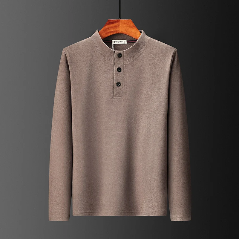 Men's Thickened Stand-up Collar Loose Large Size Warm Bottoming Shirt for ultimate comfort and warmth during cold season — photo 3