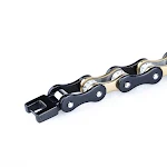 Corrente de bicicleta de aço inoxidável dourada e preta para máquina, resistente e durável, para pedaladas suaves e eficientes. — foto 2