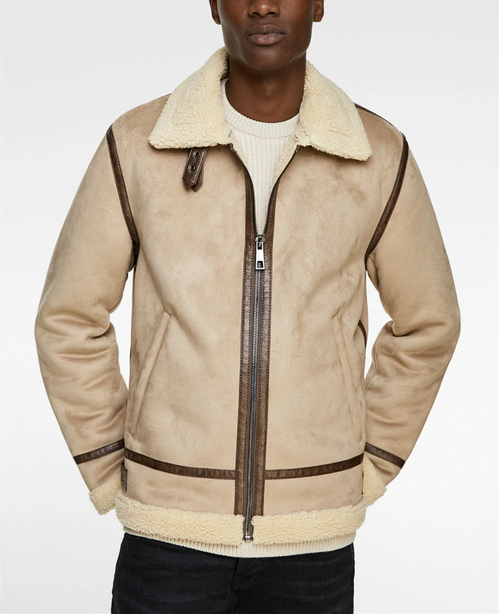 Men's Lapel Suede Fabric Jacket Coat, a stylish and warm outerwear piece perfect for a sophisticated and comfortable loo — photo 7