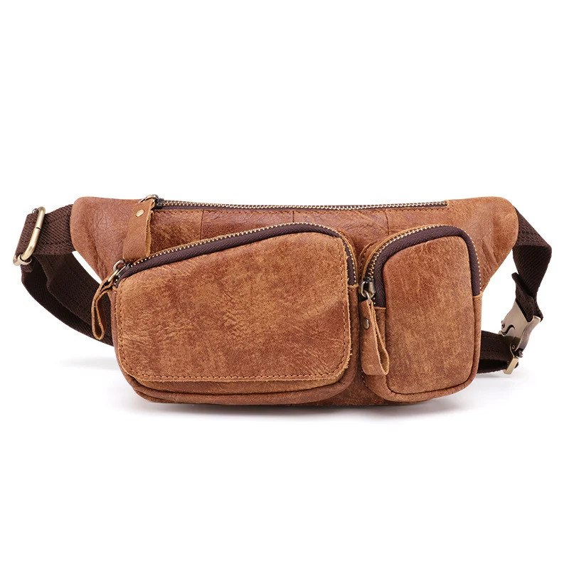Title 4, Bolso de pecho de cuero genuino para hombre Nub...