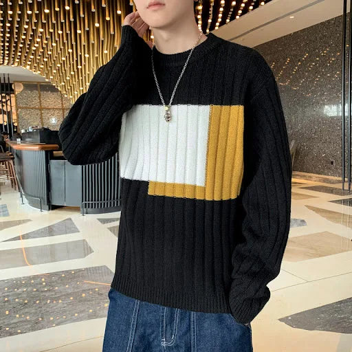 Title 8, Knitted Sweater Mens Trendy Brand Loose Warm S...