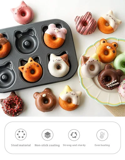 Title 5, Cotton Mold Cat And Bear Donut Baking Tray, Car...