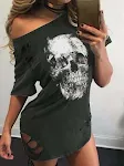 T-shirt stampata con teschio sciolto autunnale — foto 4