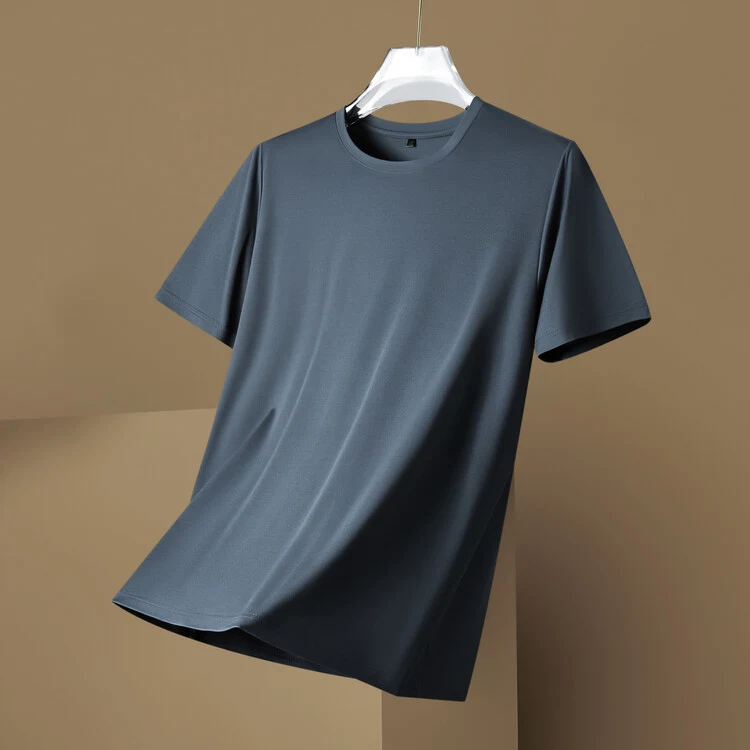 Camiseta de seda de amora masculina manga curta Conforto e elegância para o dia a dia Tecido respirável e suave Perfeita para climas quentes e estilo atemporal — foto 11