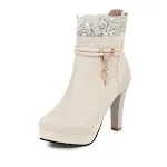 Fashion leather solid color thick heel women's boots, providing stylish comfort and a versatile design for everyday eleg — photo 2