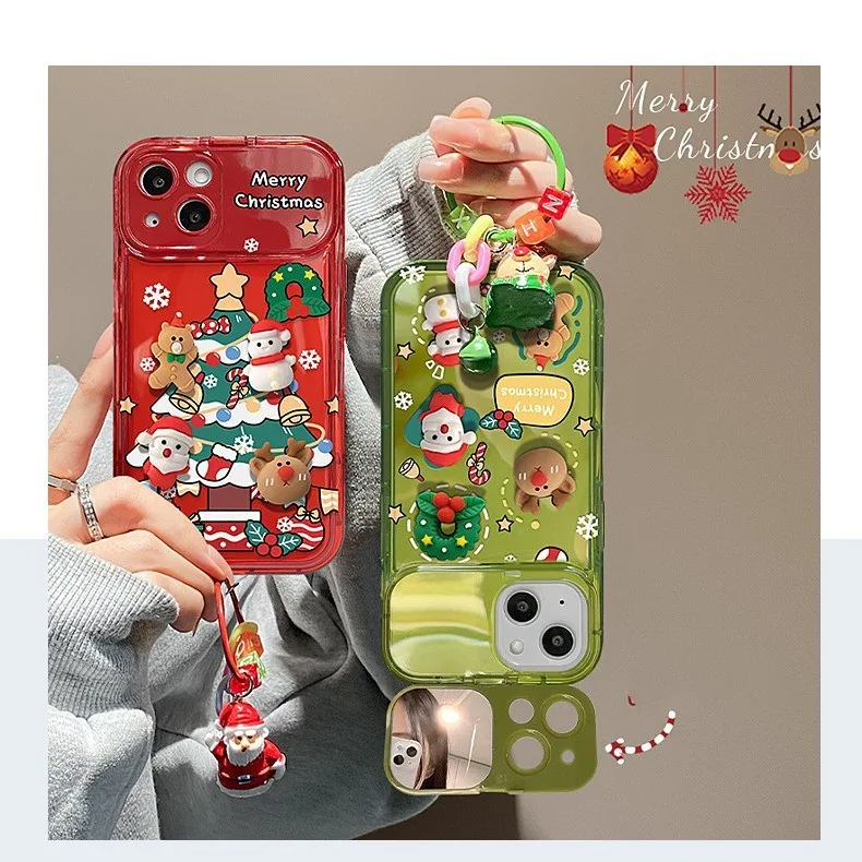Title 3, Capinha de celular de Natal com espelho flip pa...