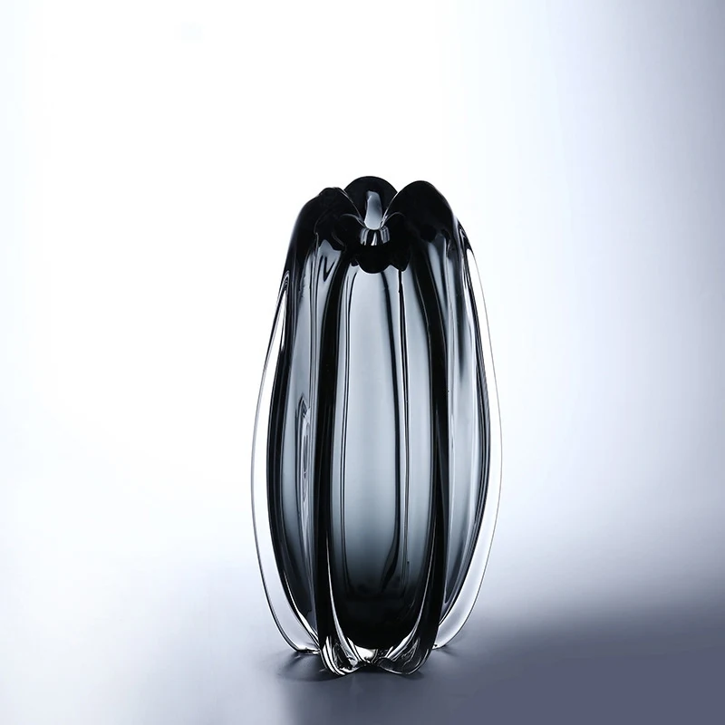 Handmade Modern Minimalist Gray Glass Vase Petal Caliber Hotel, adds a touch of elegance and sophistication to any space — photo 1