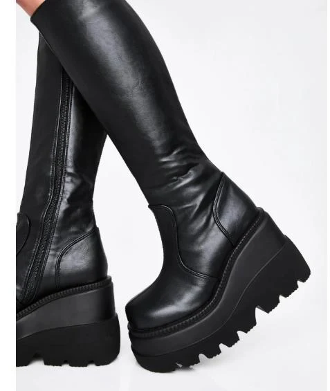 Title 7, Botas de salto plataforma com sola grossa, conf...