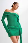 Off-shoulder tied sweater dress, effortlessly stylish and comfortable. Perfect for a chic and feminine look, suitable fo — photo 3