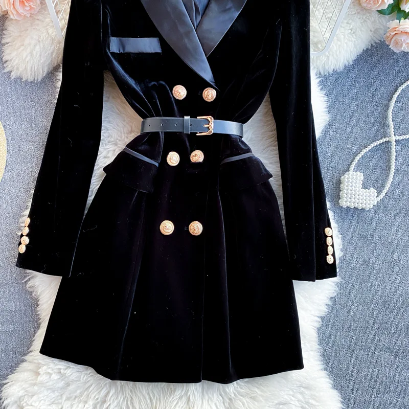 Title 1, Ladies British Style Double Breasted Slim Velve...