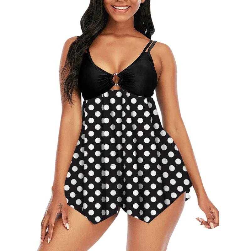 European and American Swimsuit Women Retro Cover Belly Slimming Split Large Size. Flattering and comfortable swimwear fo — photo 2