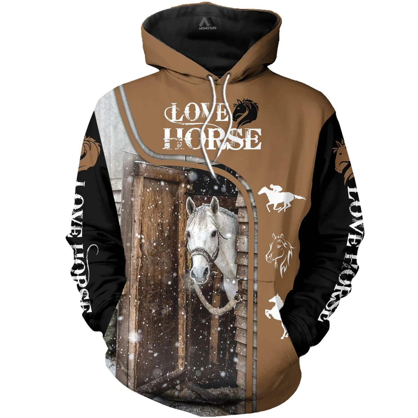 Moletom com capuz com estampa digital 3D de cavalos no estilo europeu e americano, perfeito para um visual moderno, confortável e estiloso. — foto 16