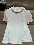 Eenvoudige ronde hals T-shirt met volledig diamant design van strass steentjes, korte mouwen, voor een schitterende look. — foto 6