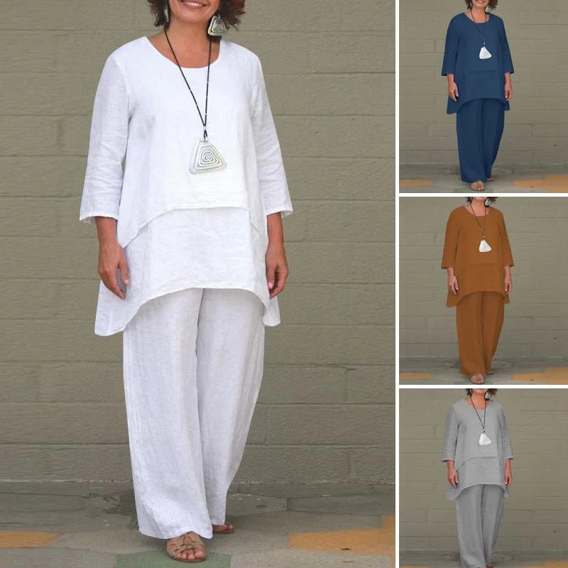 Title 4, Imitação de algodão e linho casual plus size te...