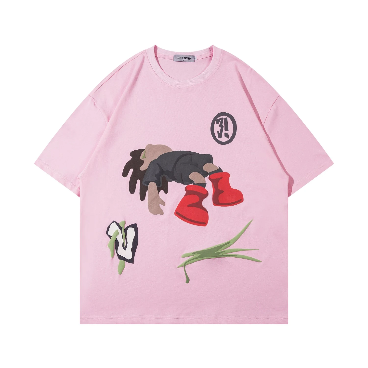 American Street Cotton Graffiti Style Printed Couple Round Neck Short Sleeve T-shirt — photo 3