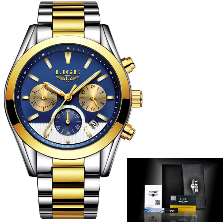 Relógio Casual de Moda com Pulseira de Aço Luminosa e Multifunção de Olho Duplo, Perfeito para um Visual Moderno e Sofisticado — foto 3