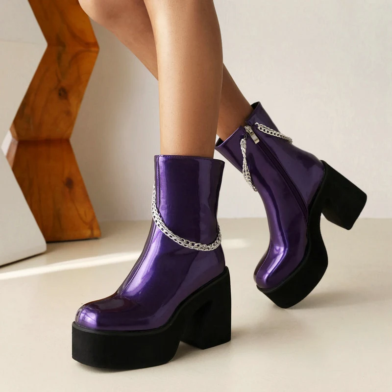 Title 14, Botas femininas novas com corrente, estilo Mart...