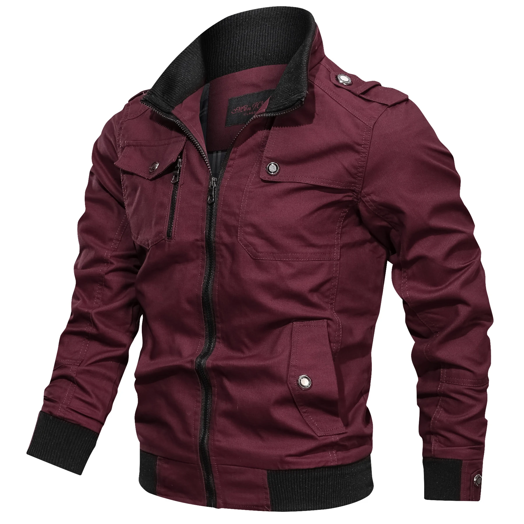 Title 5, Mens solid color stand collar jacket, offering...