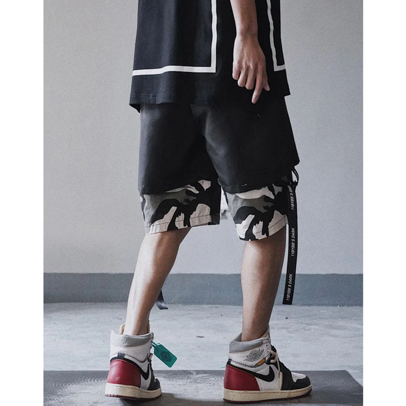 Workwear casual shorts with personality, loose trend, fake two-piece, five-point pants, Harajuku style, sports. Comforta — photo 1