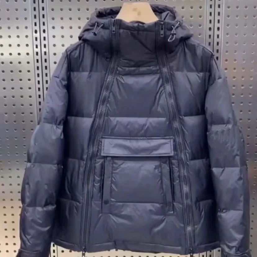 Winter Couple Diagonal Zipper Bread Dress Men's Hooded Cotton-padded Jacket provides warmth, comfort, and a stylish wint — photo 1