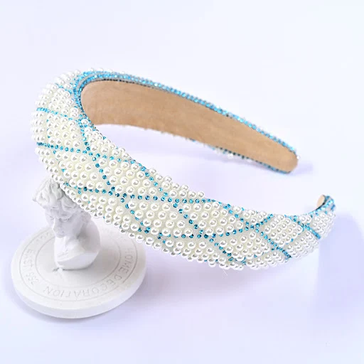 Title 9, Pearl High Skull Top Headband Diamond Rhinestone