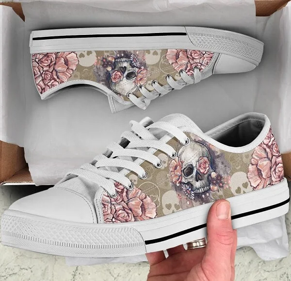 Patterned low top black soled canvas shoes casual sneakers, offering comfort and style. Perfect for everyday wear and ve — photo 1