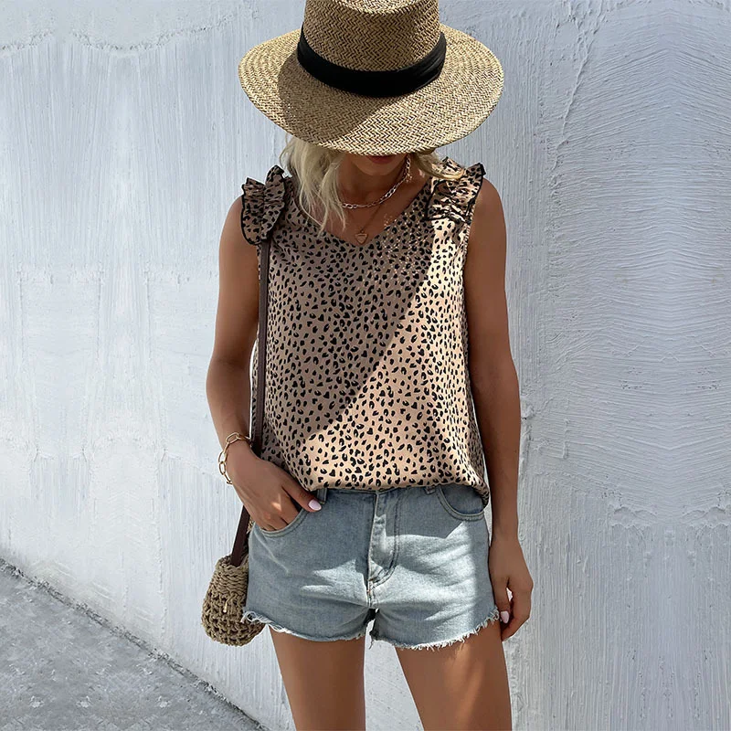 Title 2, Womens Sleeveless Leopard Print Vest Top, Summ...