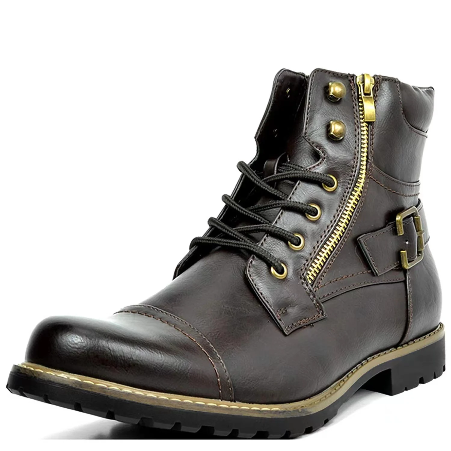 Front Lace-up Martin Boots Plus Size Flat Angle Low Cut Side Zipper — photo 5