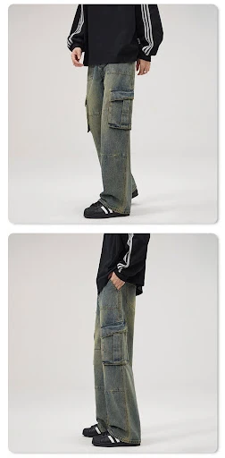 Title 5, Heren Amerikaanse retro jeans met meerdere zakk...
