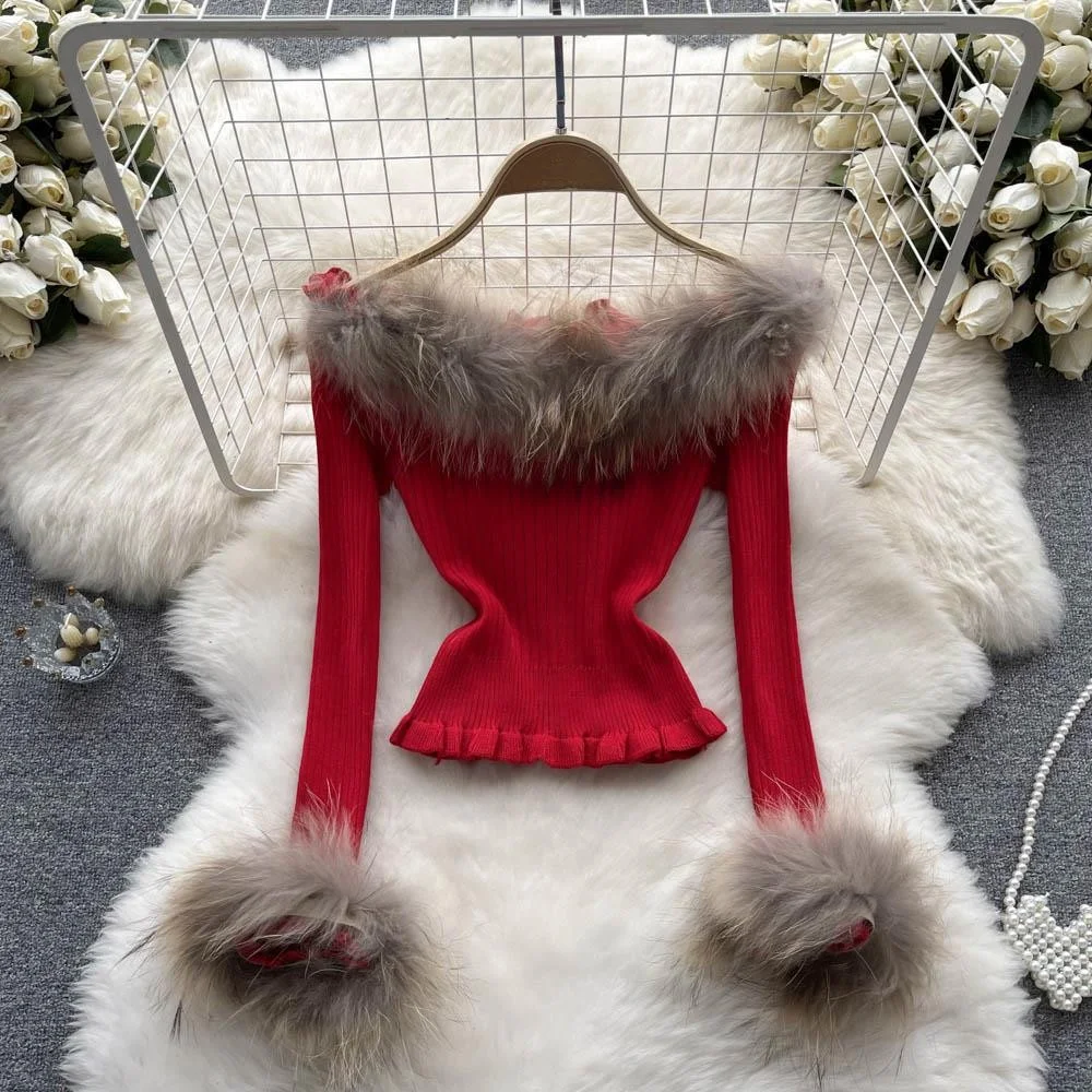 Ins Style Fashionable Gentle Pure Lust Style One-shoulder Sweater — photo 6