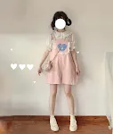 Women's Cute Rabbit Embroidered High Waist Loose Bib Shorts. Comfortable and stylish, perfect for a casual summer look. — photo 2