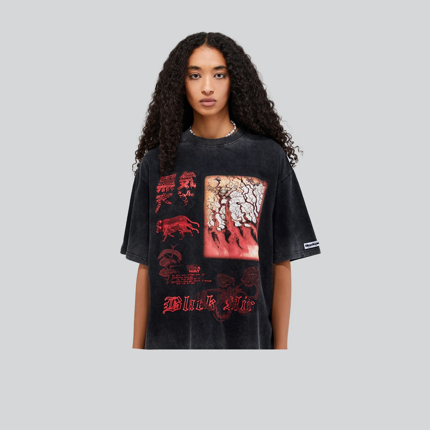 Camiseta de manga corta desgastada 1Rock Concept Printing Vintage Wash, estilo retro, comodidad y look usado. — foto 4
