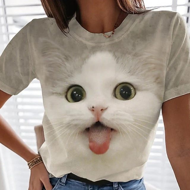 Title 5, 3D Printed Womens Street Short Sleeve Sports T...
