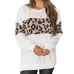 Camiseta feminina de manga longa com estampa de leopardo e costura, ideal para um visual moderno e confortável, perfeita para o dia a dia. — foto 3