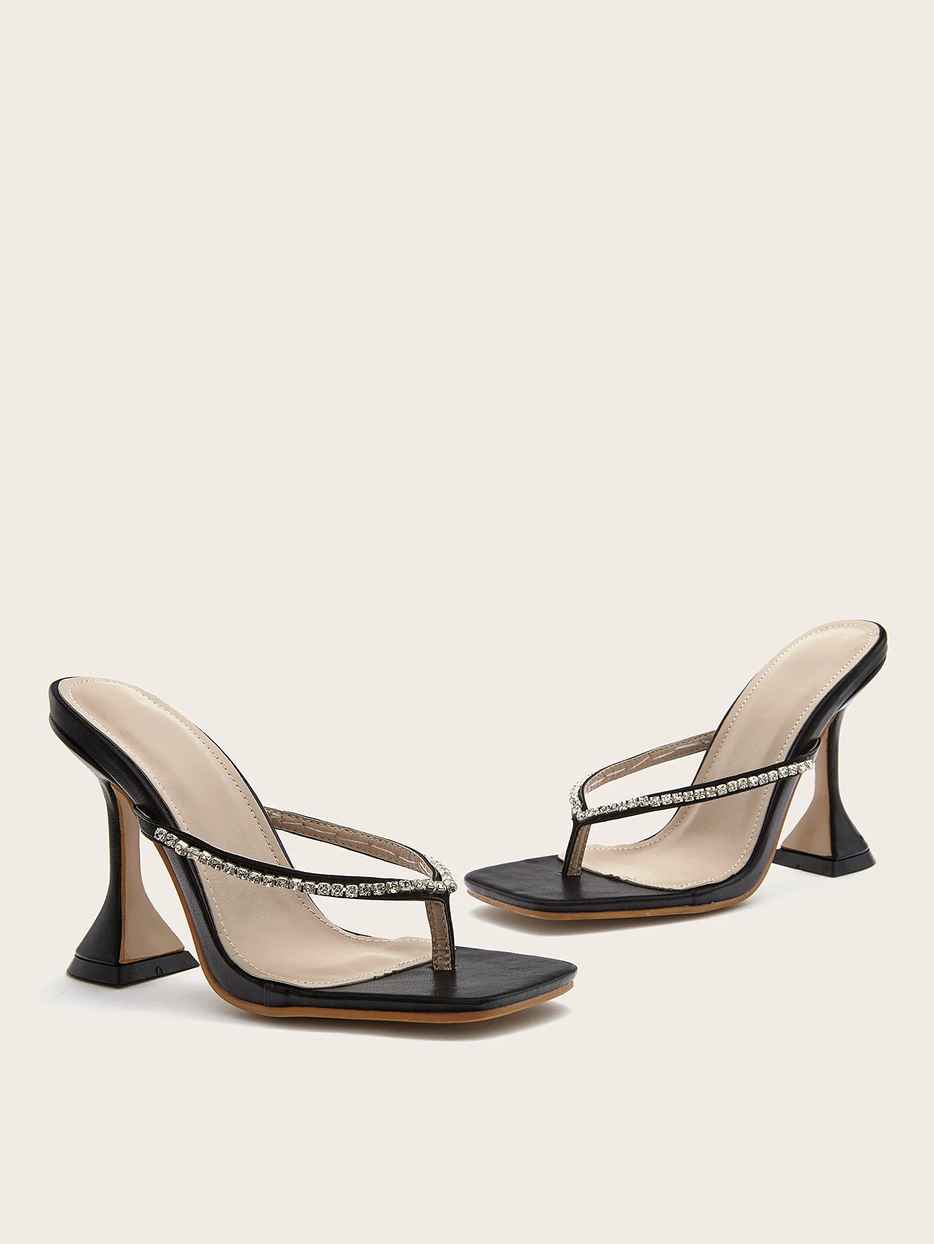 Title 3, Flip-Toe High-Heel Square Sandals And Slippers....