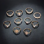Anéis Elegantes com Estrelas e Diamantes de Gota d'água, conjunto com 10 peças, liga de proteína, perfeitos para moda e um visual sofisticado. — foto 1