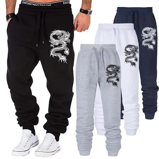Title 2, Mens Fashion Casual Dragon Jogger Pants Stylis...