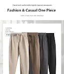 Winter Elastic Waist Sweatpants, Loose Straight Trousers in Japanese Style, Simple design, offering comfort and trendy e — photo 3