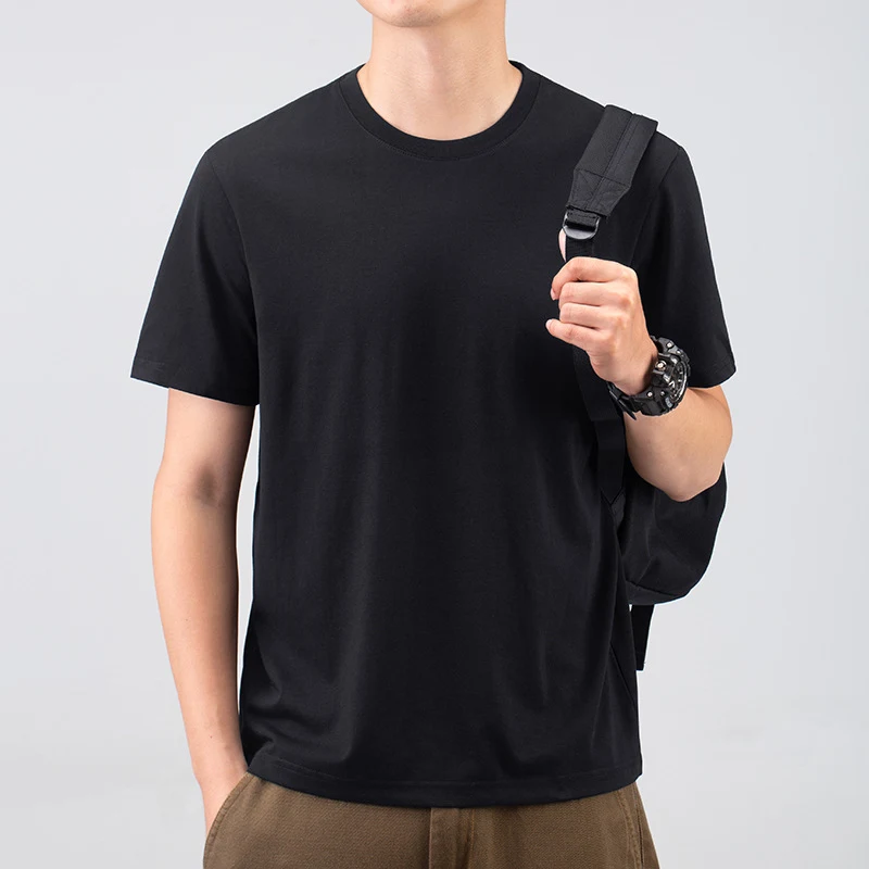 Camiseta Masculina Casual Gola Redonda Cor Sólida Top Confortável e Elegante, Perfeita para o Dia a Dia, Ideal para um Visual Despojado. — foto 5
