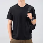 Camiseta Masculina Casual Gola Redonda Cor Sólida Top Confortável e Elegante, Perfeita para o Dia a Dia, Ideal para um Visual Despojado. — foto 5