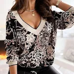 Elegante camiseta de manga larga con estampado floral para mujer 2 Ideal para un look sofisticado y cómodo en cualquier ocasión, perfecta para combinar. — foto 4