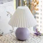 Ceramic Pleated Table Lamp, Bedroom INS Girl Nordic Bedside Lamp, Creative Retro Night Light, perfect for your nightstan — photo 9