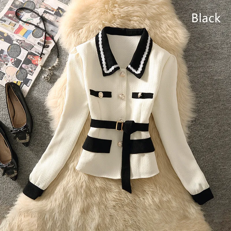 Women's Temperament Contrast Color Lapel Long Sleeve Top, a stylish and comfortable choice. Elevate your look with this — photo 12