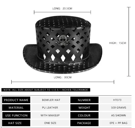 Title 6, Halloween Headgear PU Leather Topper Medieval P...
