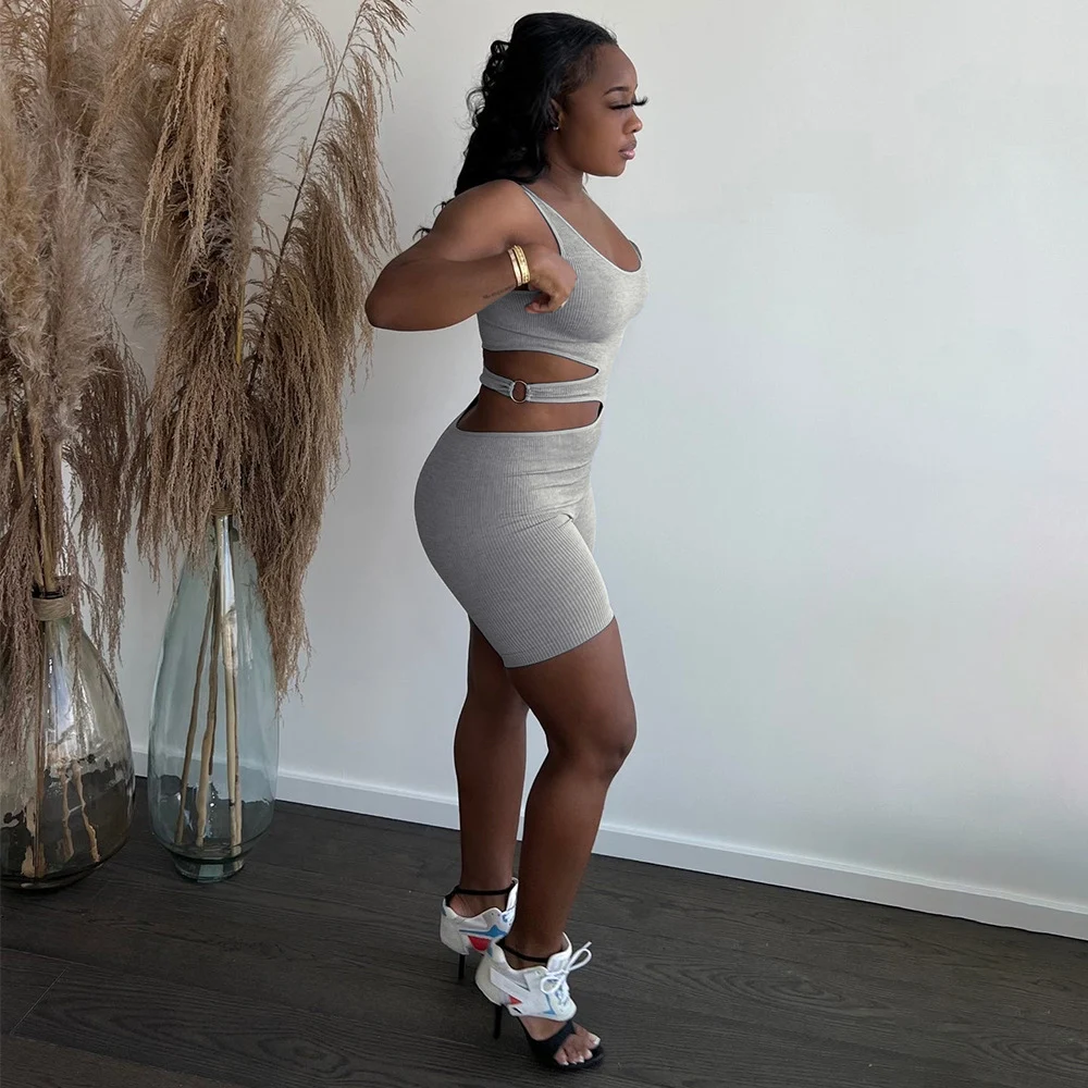 Title 4, Summer Streetwear Bodycon Brown Sleeveless Romper