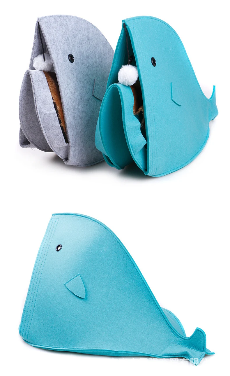 Title 5, New felt shark-shaped cloth cat litter box. Pro...
