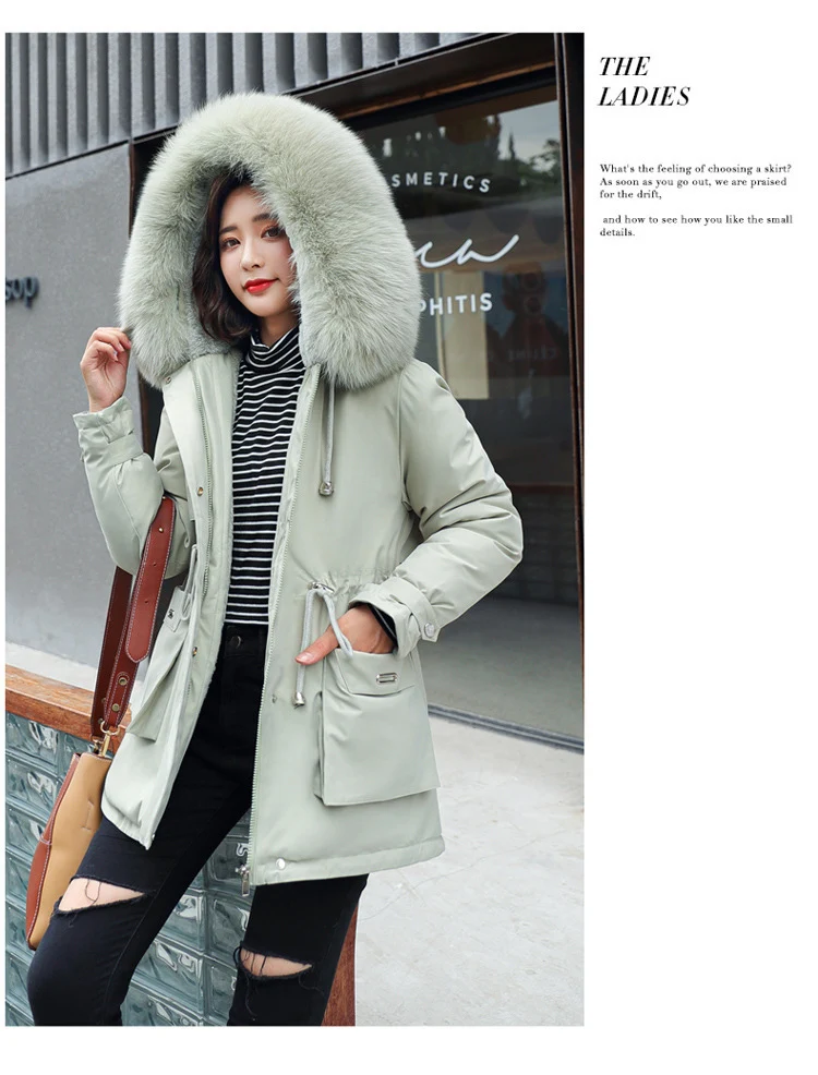 Title 3, Womens Oversized Fur Collar Cotton Padded Coat...