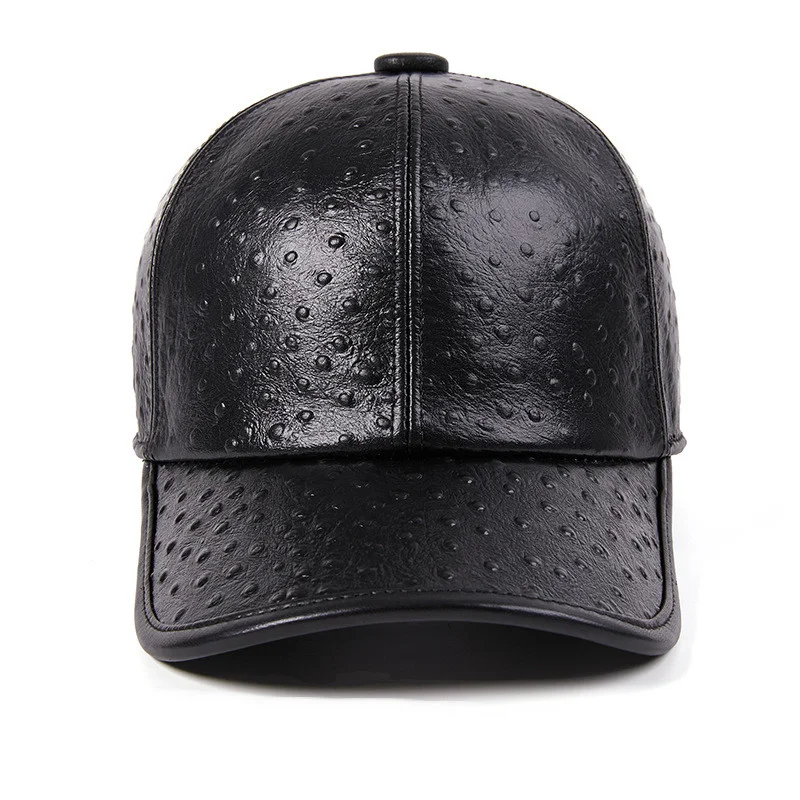 Title 5, Mens Warm Ostrich Pattern Cowhide Baseball Hat