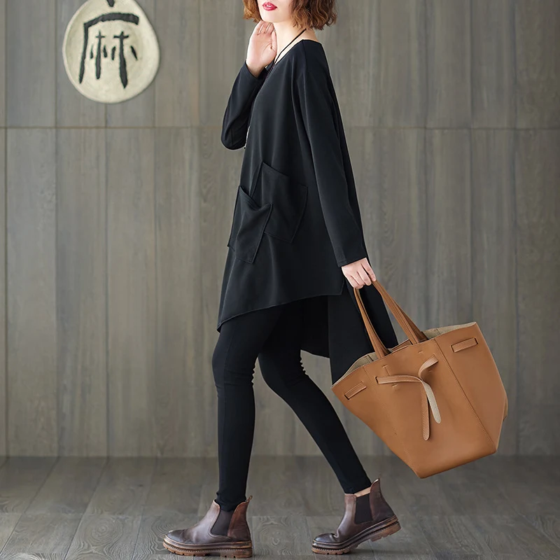 Plus Size Unregelmäßiges, lockeres, modisches, pralles Fledermaushemd für Mädchen — foto 5