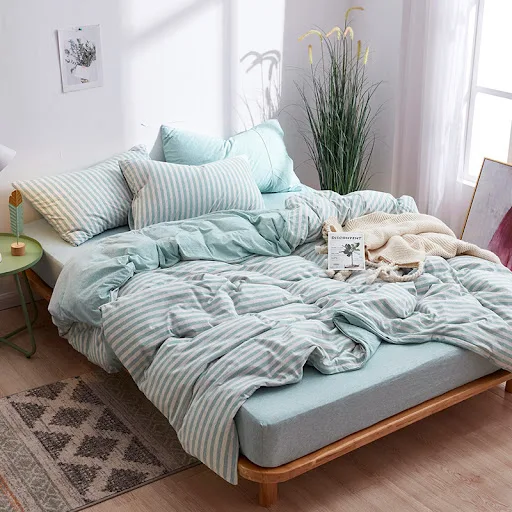 Title 5, Tianzhu Cotton Bedding Set Four-Piece Striped K...